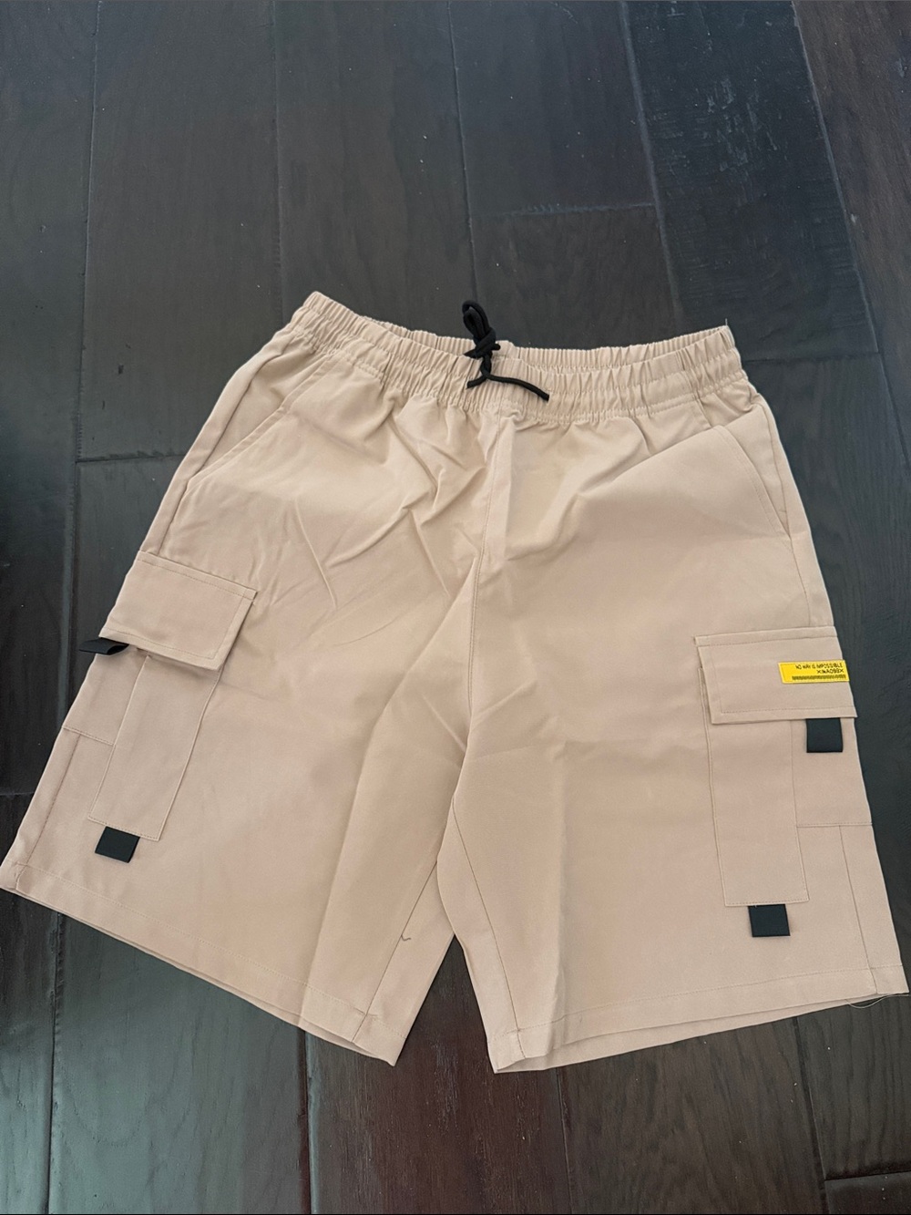 Source Unknown Beige Cargo Shorts with Drawstring
